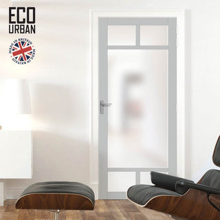 Image: Handmade Eco-Urban Sydney 5 Pane Solid Wood Internal Door UK Made DD6417SG Frosted Glass - Eco-Urban® Mist Grey Premium Primed