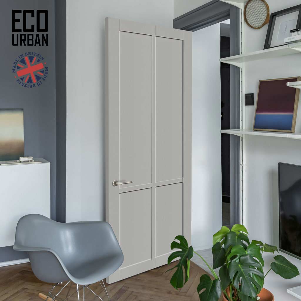 Bronx 4 Panel Solid Wood Internal Door UK Made DD6315 - Eco-Urban® Mist Grey Premium Primed