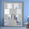 Eco-Urban Cusco 4 Pane 4 Panel Solid Wood Internal Door Pair UK Made DD6416G Clear Glass  - Eco-Urban® Mist Grey Premium Primed