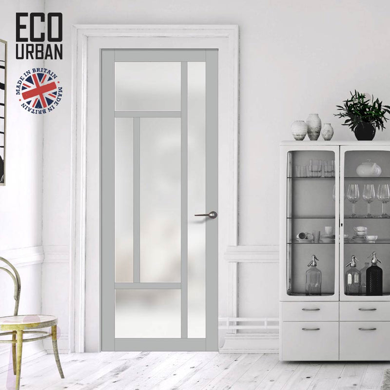 Handmade Eco-Urban Morningside 5 Pane Solid Wood Internal Door UK Made DD6437SG Frosted Glass - Eco-Urban® Mist Grey Premium Primed