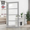 Handmade Eco-Urban Brooklyn 4 Pane Solid Wood Internal Door UK Made DD6308SG - Frosted Glass - Eco-Urban® Mist Grey Premium Primed