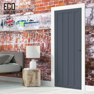 Image: Sintra 4 Panel Solid Wood Internal Door UK Made DD6428 - Eco-Urban® Stormy Grey Premium Primed