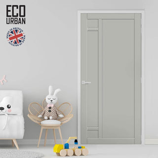 Image: Suburban 4 Panel Solid Wood Internal Door UK Made DD6411 - Eco-Urban® Mist Grey Premium Primed