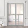 Eco-Urban Cairo 6 Pane Solid Wood Internal Door Pair UK Made DD6419G Clear Glass  - Eco-Urban® Mist Grey Premium Primed