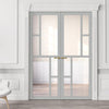 Handmade Eco-Urban Cairo 6 Pane Door Pair DD6419G Clear Glass  - Light Grey Premium Primed