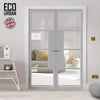 Boston 4 Pane Solid Wood Internal Door Pair UK Made DD6311G - Clear Glass - Eco-Urban® Mist Grey Premium Primed