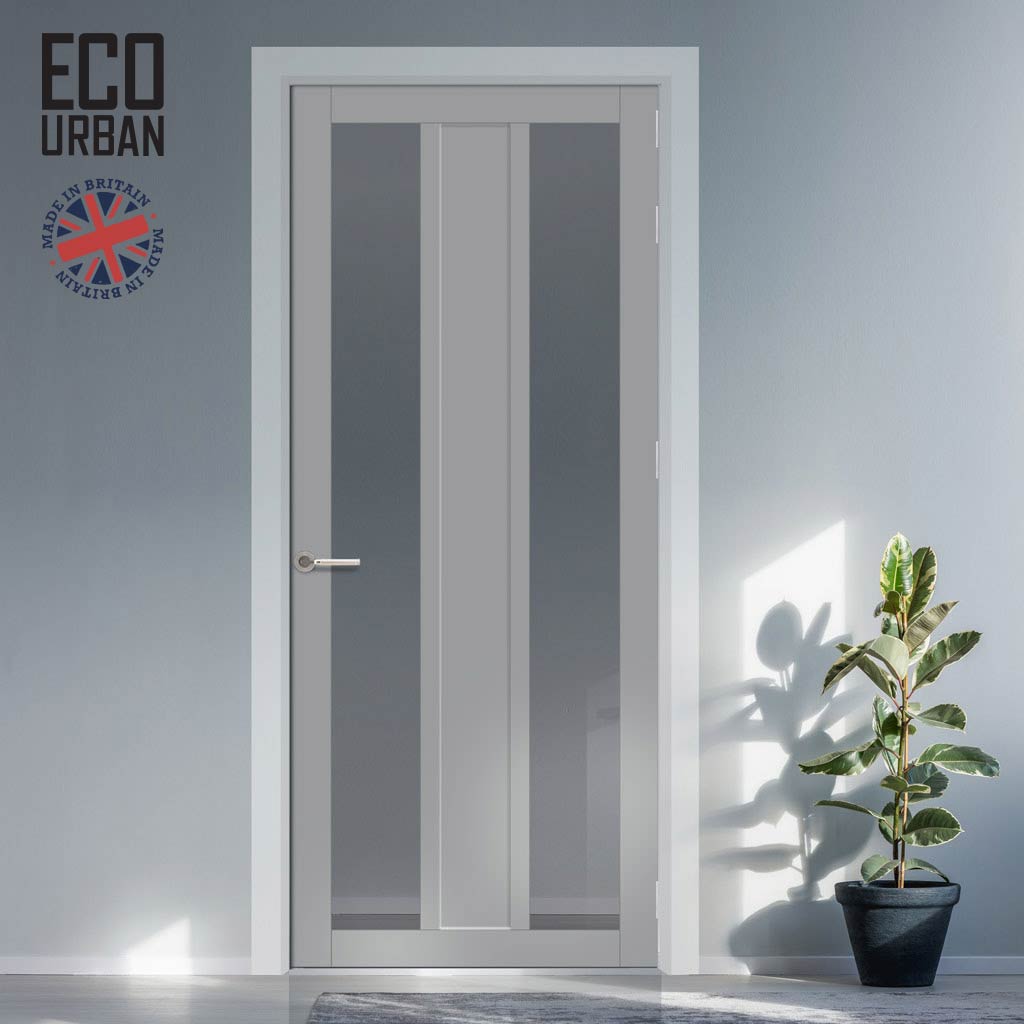 Handmade Eco-Urban Avenue 2 Pane 1 Panel Door DD6410G Clear Glass - Light Grey Premium Primed