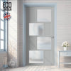 Handmade Eco-Urban Cusco 4 Pane 4 Panel Door DD6416SG Frosted Glass - Light Grey Premium Primed