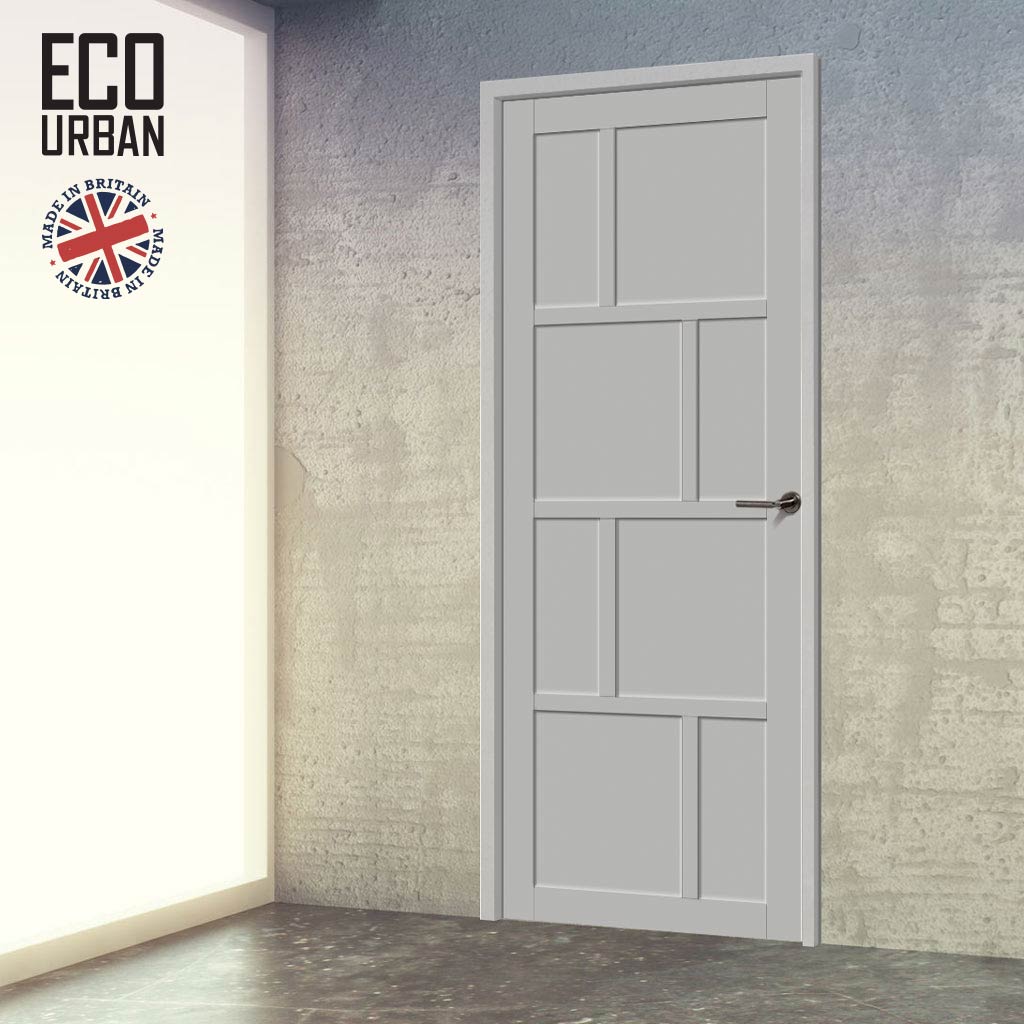 Kochi 8 Panel Solid Wood Internal Door UK Made DD6415 - Eco-Urban® Mist Grey Premium Primed