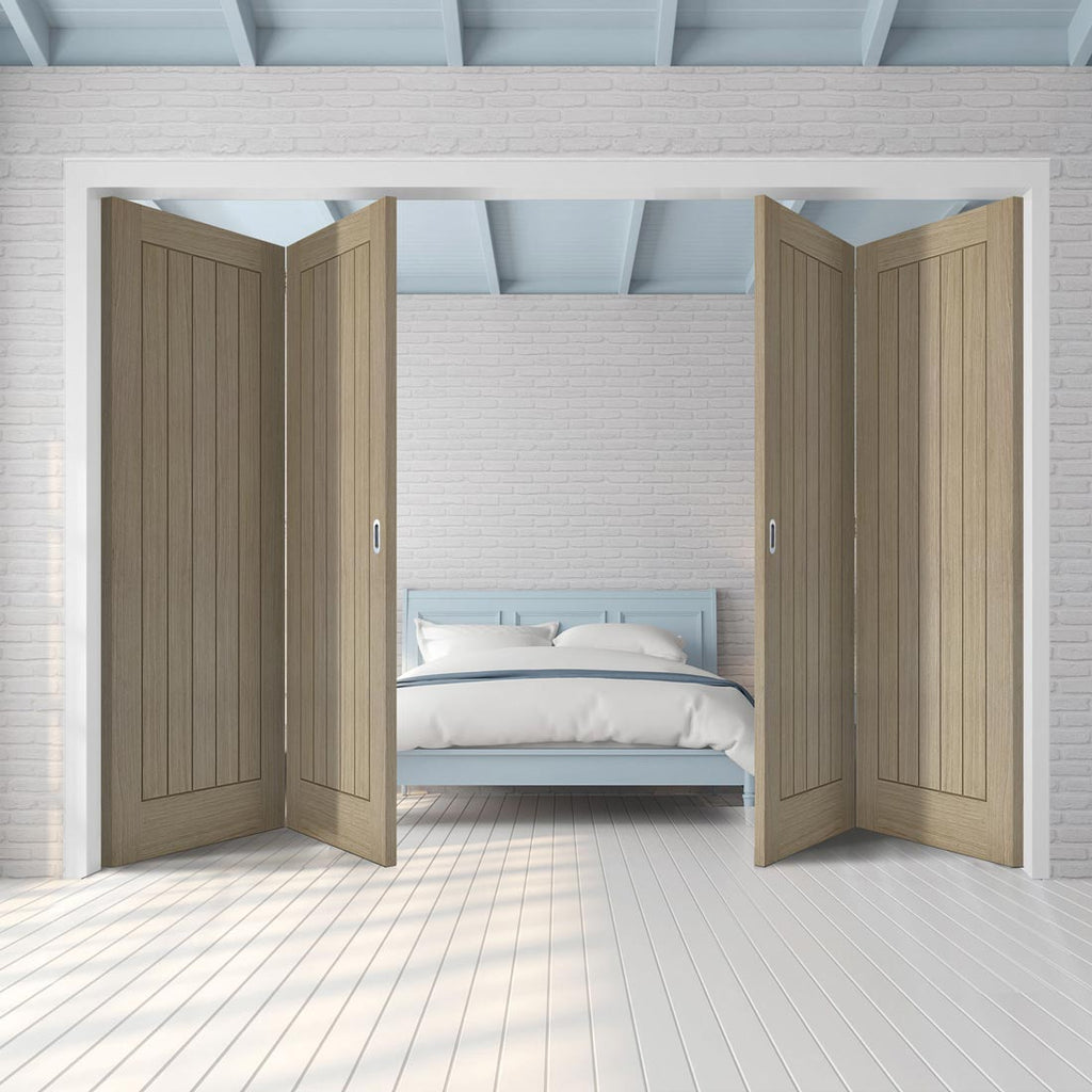 Four Folding Doors & Frame Kit - Belize Light Grey 2+2 - Prefinished