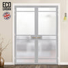 Eco-Urban Sheffield 5 Pane Solid Wood Internal Door Pair UK Made DD6312SG - Frosted Glass - Eco-Urban® Mist Grey Premium Primed