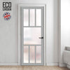 Handmade Eco-Urban Queensland 7 Pane Solid Wood Internal Door UK Made DD6424SG Frosted Glass - Eco-Urban® Mist Grey Premium Primed
