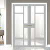 Eco-Urban Jura 5 Pane 1 Panel Solid Wood Internal Door Pair UK Made DD6431G Clear Glass  - Eco-Urban® Mist Grey Premium Primed