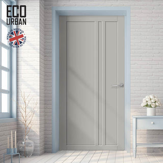 Image: Melville 3 Panel Solid Wood Internal Door UK Made DD6409 - Eco-Urban® Mist Grey Premium Primed