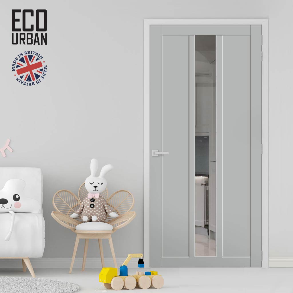 Handmade Eco-Urban Cornwall 1 Pane 2 Panel Solid Wood Internal Door UK Made DD6404G Clear Glass - Eco-Urban® Mist Grey Premium Primed