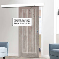 Single Sliding Door & Wall Track - Laminate Mexicano Light Grey Door - Prefinished
