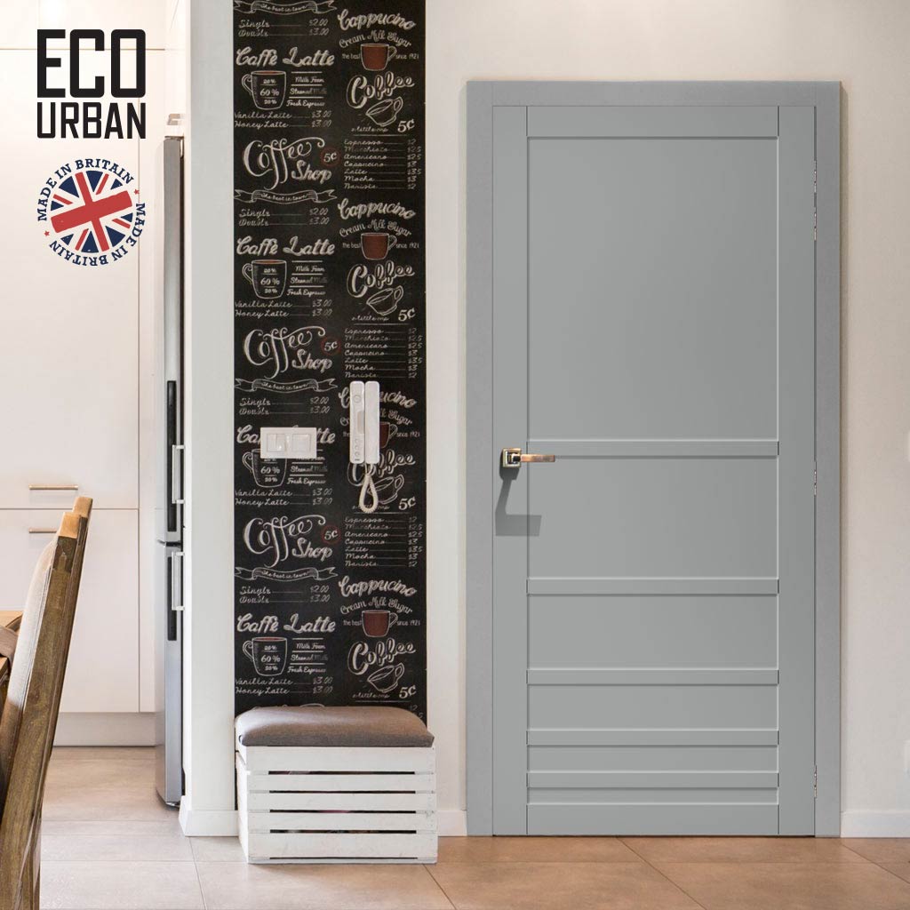 Stockholm 7 Panel Solid Wood Internal Door UK Made DD6407 - Eco-Urban® Mist Grey Premium Primed