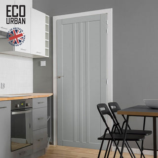 Image: Skye 4 Panel Solid Wood Internal Door UK Made DD6435 - Eco-Urban® Mist Grey Premium Primed