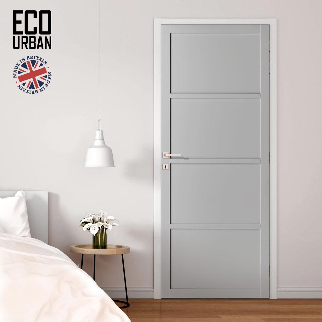 Brooklyn 4 Panel Solid Wood Internal Door UK Made DD6307 - Eco-Urban® Mist Grey Premium Primed
