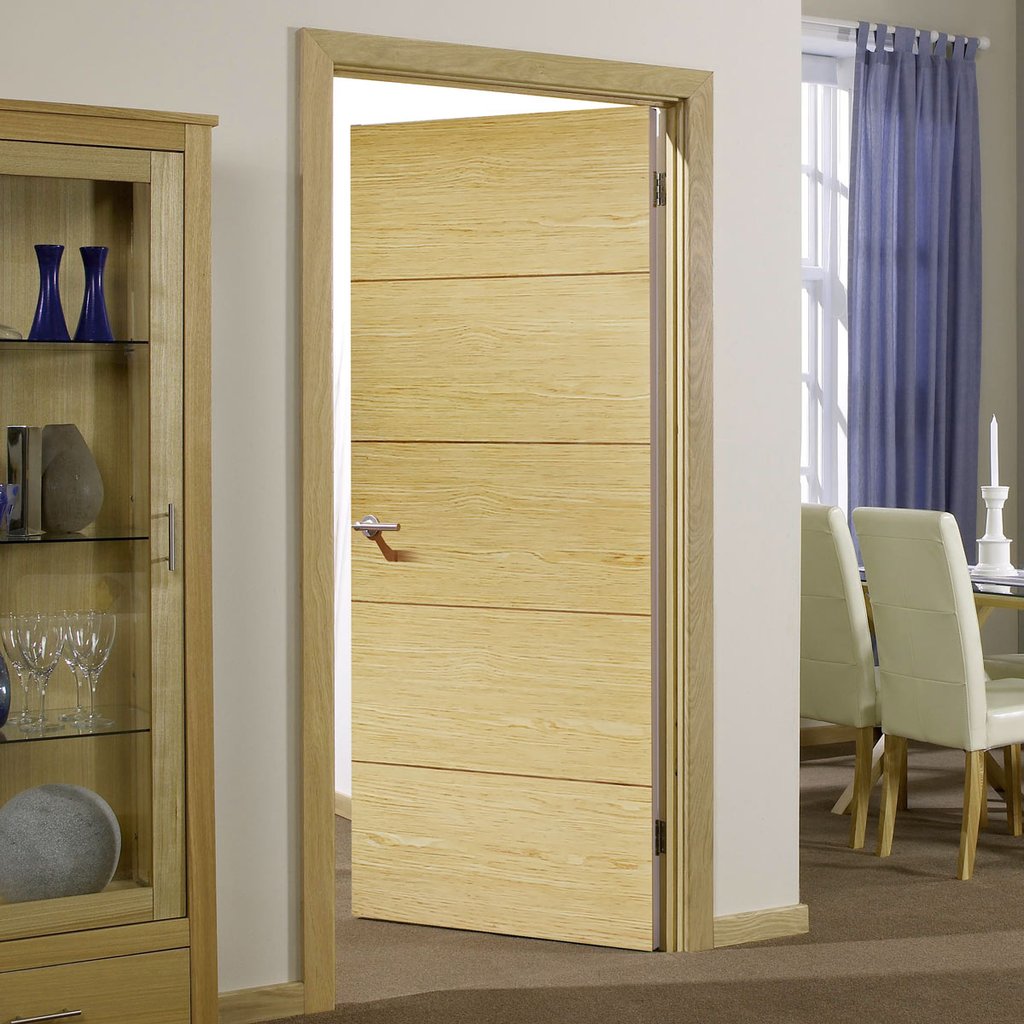 Bespoke Fire Door, Lille Oak Flush - 1/2 Hour Fire Rated - Prefinished