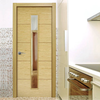 Image: lille 1l oak solid internal door clear safety glas