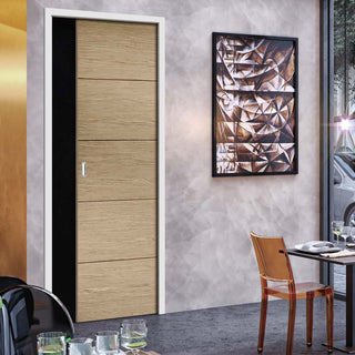 Image: Lille Oak Solid Single Evokit Pocket Door - Prefinished