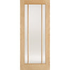Top Mounted Black Sliding Track & Double Door - Lincoln Oak Doors - Frosted Glass - Unfinished