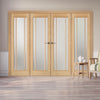 Room Divider - Lincoln 3 Pane Oak Frosted Glass Unfinished Double Doors with Double Sides