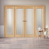 ThruEasi Room Divider - Lincoln 3 Pane Oak Frosted Glass Unfinished Double Doors with Double Sides