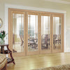 ThruEasi Room Divider - Lincoln 3 Pane Oak Clear Glass Unfinished Double Doors with Double Sides