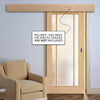 Single Sliding Door & Wall Track - Lincoln 3 Pane Oak Door - Frosted Glass - Unfinished