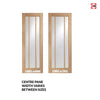 Six Folding Doors & Frame Kit - Worcester Oak 3 Pane 3+3 - Clear Glass - Prefinished