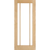 Double Sliding Door & Track - Lincoln 3 Pane Oak Doors - Clear Glass - Unfinished