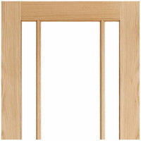 Double Sliding Door & Track - Lincoln 3 Pane Oak Doors - Clear Glass - Unfinished