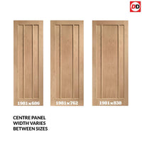 Double Sliding Door & Track - Lincoln 3 Panel Oak Doors - Unfinished