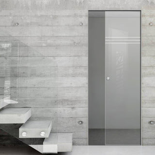 Image: Linton 8mm Clear Glass - Obscure Printed Design - Single Absolute Pocket Door