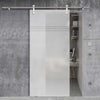 Single Glass Sliding Door - Solaris Tubular Stainless Steel Sliding Track & Linton 8mm Obscure Glass - Clear Printed Design