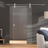 Single Glass Sliding Door - Solaris Tubular Stainless Steel Sliding Track & Linton 8mm Clear Glass - Obscure Printed Design