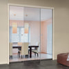 Linton 8mm Clear Glass - Obscure Printed Design - Double Evokit Pocket Door
