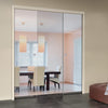 Linton 8mm Clear Glass - Obscure Printed Design - Double Evokit Pocket Door
