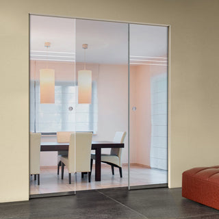 Image: Linton 8mm Clear Glass - Obscure Printed Design - Double Absolute Pocket Door