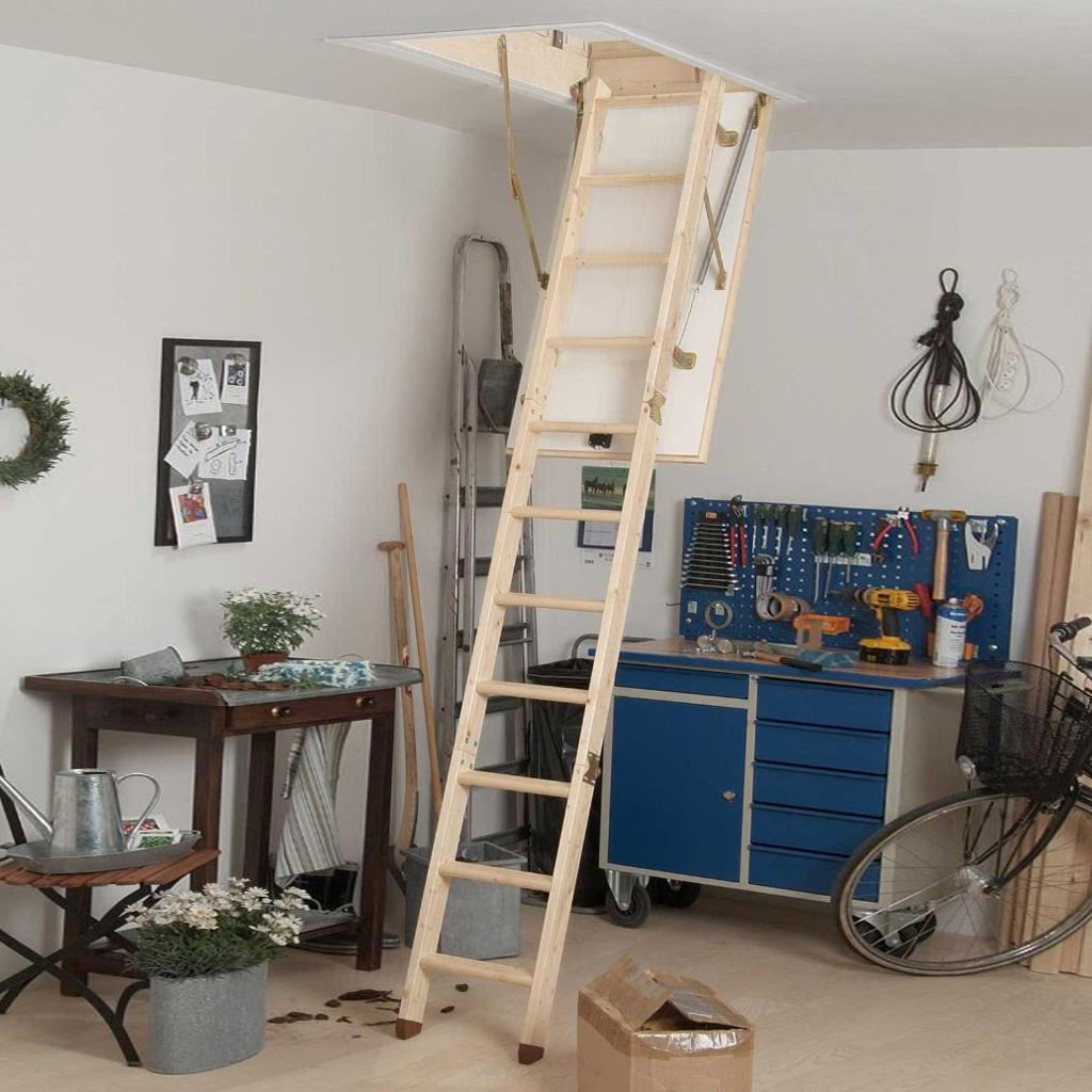 Dolle Wooden Loft Ladder - SW40-5 - Insulated Door, Min - Max Ceiling Height 2810mm - 2830mm