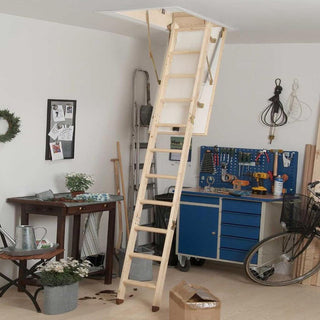 Image: Dolle Wooden Loft Ladder - SW36-5 - Insulated Door, Min - Max Ceiling Height 2810mm - 2830mm