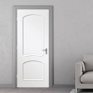 Image: White interior door with elegant bevelled glass