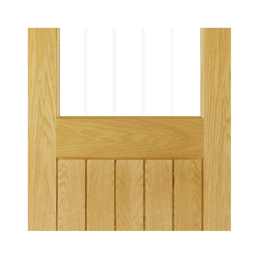 Ely 1L Top Pane Oak Door - Clear Etched Glass - Unfinished from Deanta UK