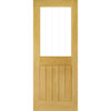 Single Sliding Door & Black Barn Track - Ely 1L Top Pane Oak Door - Clear Etched Glass - Unfinished