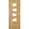Top Mounted Black Sliding Track & Seville 4LS Glazed Oak Double Door - Irregular Glass Panes - Prefinished