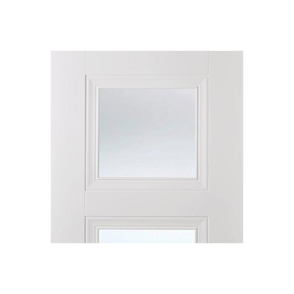 Amsterdam 3 Panel Door Pair - Clear Glass - White Primed