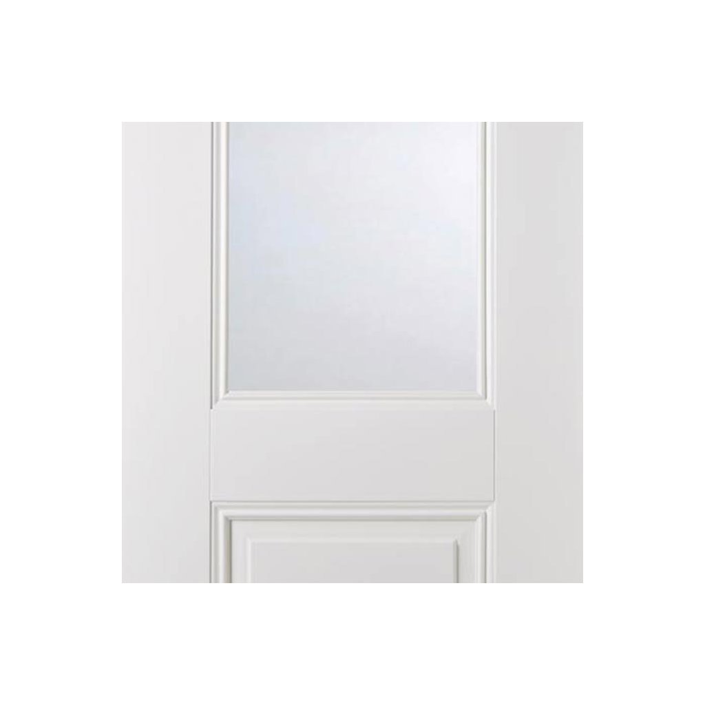 Arnhem 1L 1 Panel Single Evokit Pocket Door Detail - Clear Glass - White Primed