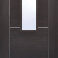 Laminate Vancouver Dark Grey Door Pair - Clear Glass - Prefinished